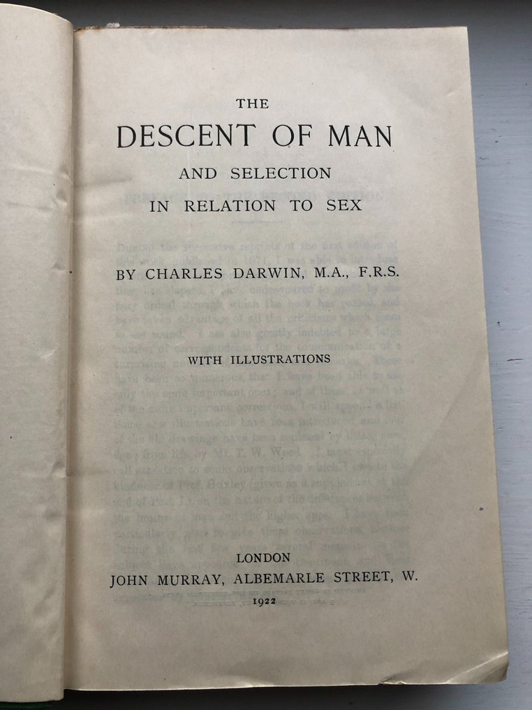 Charles Darwin The Descent Of Man Selection In Relation To Sex Catawiki