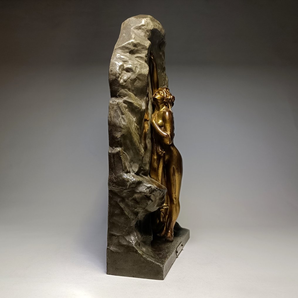 Lucien Charles Edouard Alliot Sculpture Drinking Nude Lady Cm Bronze