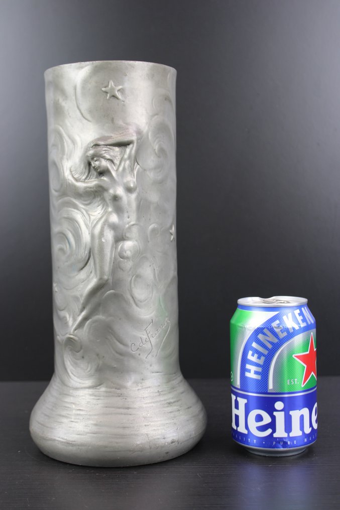 C De Franor Vase Art Nouveau Nude Lady Large Pewter Vase Pewter Catawiki
