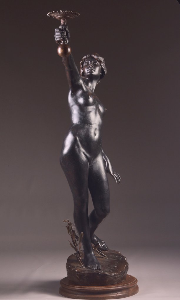 Fritz Klimsch Sculptuur Nude Women Cm Metal
