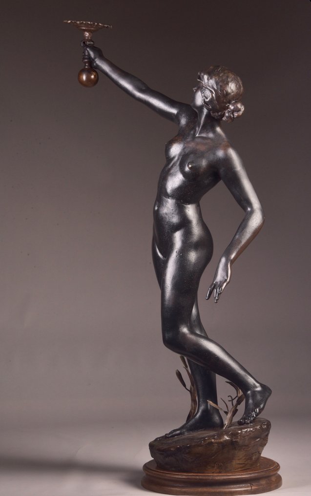Fritz Klimsch Sculptuur Nude Women Cm Metal
