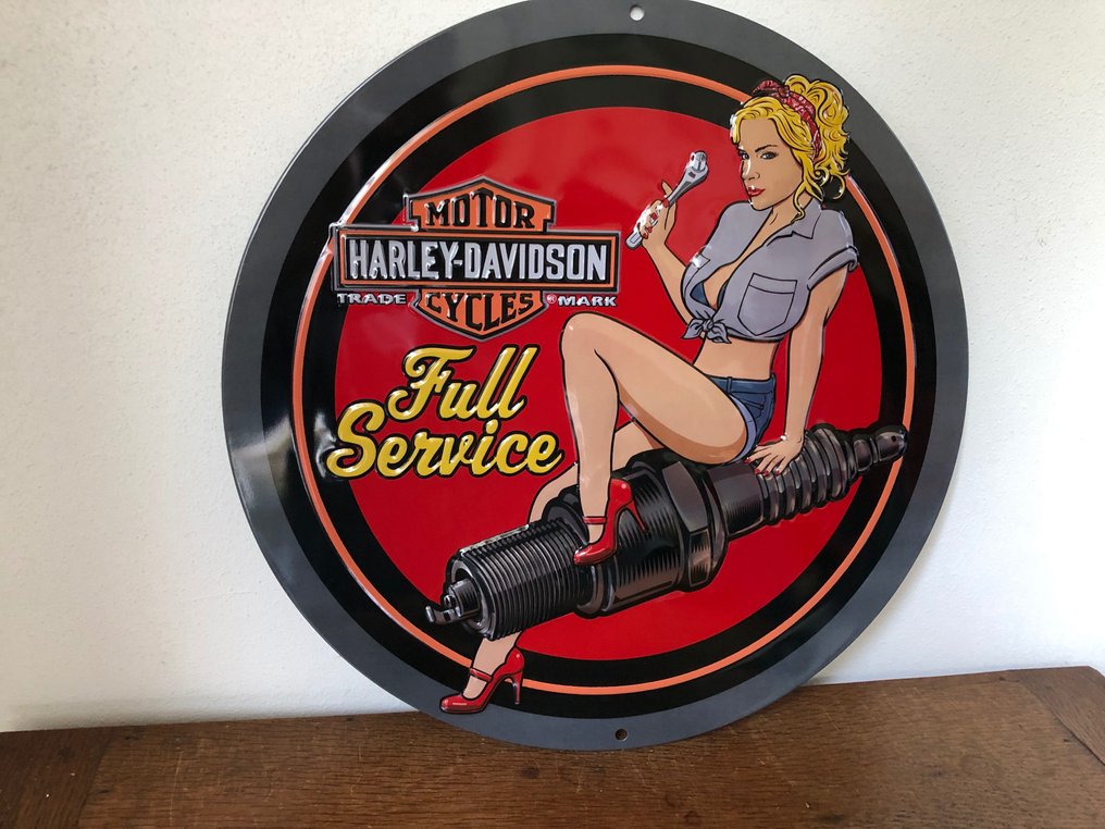Harley Davidson Spark Plug Babe Sign 1 Pewter Tin Catawiki