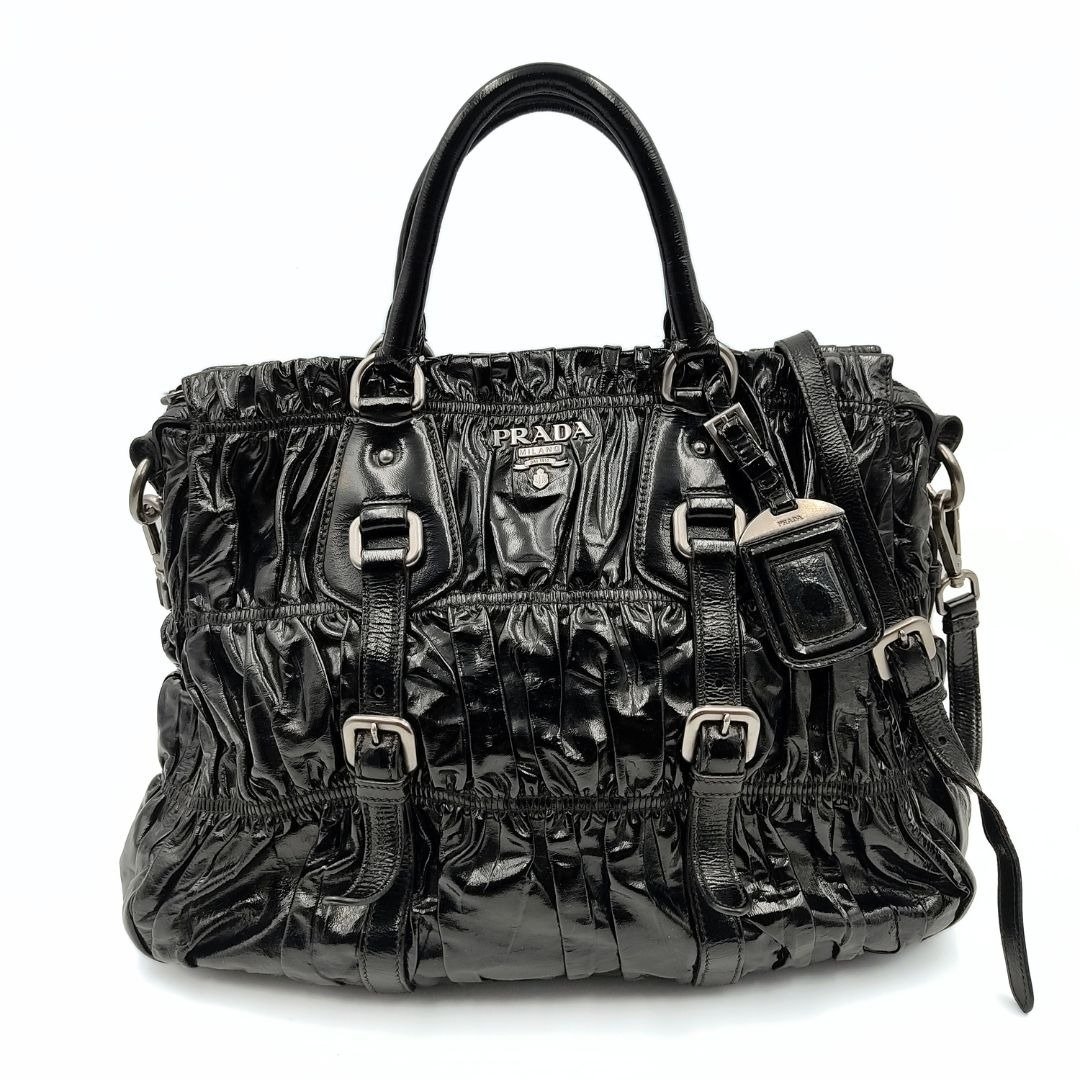 Prada ruched leather bag store