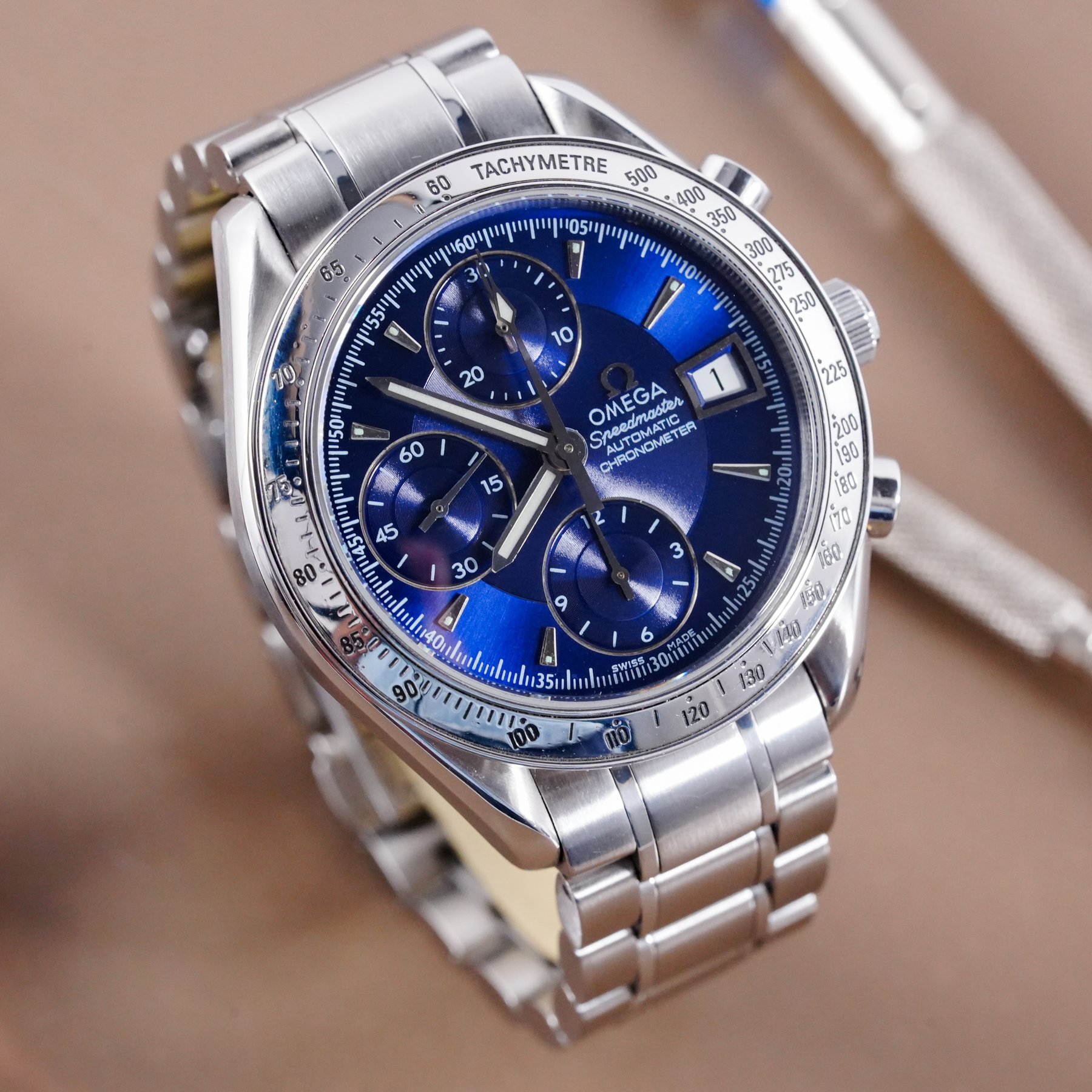 Speedmaster blue dial on sale