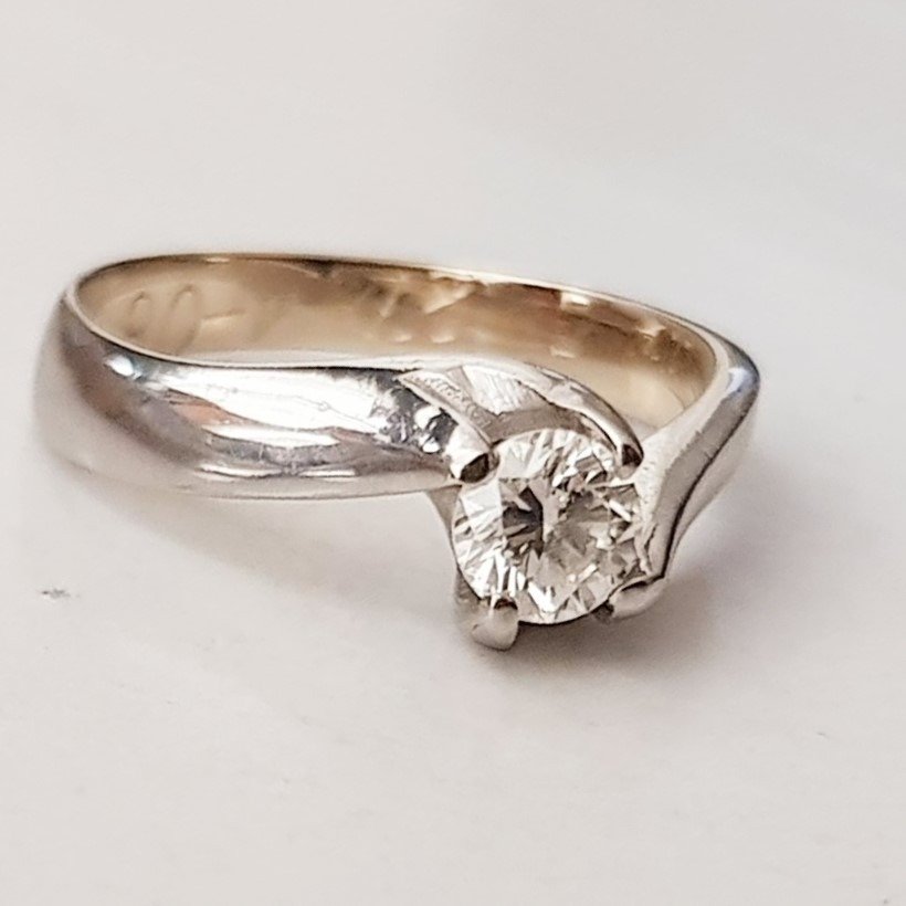 Bague 18 carats Or blanc 0.30 tw. Diamant Naturelle Catawiki