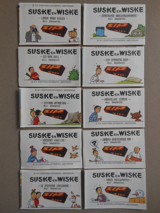 Bob et Bobette, Suske en Wiske - Vouwstrips Zip - Nrs. 1 t/m 10 - compleet - 10 x vouwstrip - komplet serie - Første udgave - 1981 #1.0
