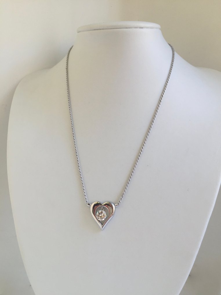 Κολιέ με μενταγιόν - 18 καράτια Λευκός χρυσός - 1.22ct. tw. Διαμάντι (Φυσικό) #1.0