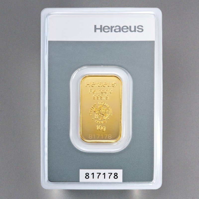 10 gram - Guld 999 - Heraeus - Forseglet & Med certifikat #1.1