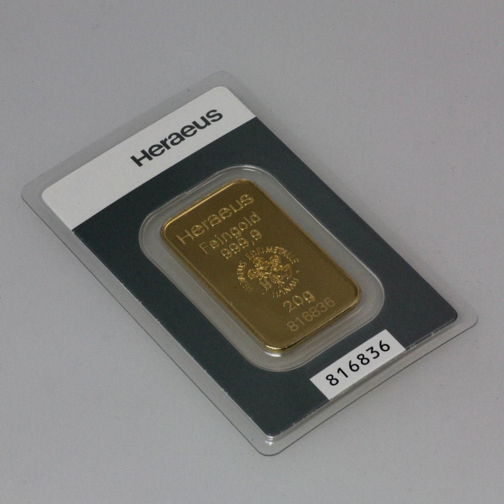 20 grams Gold 999 Heraeus Sealed with certificate Catawiki
