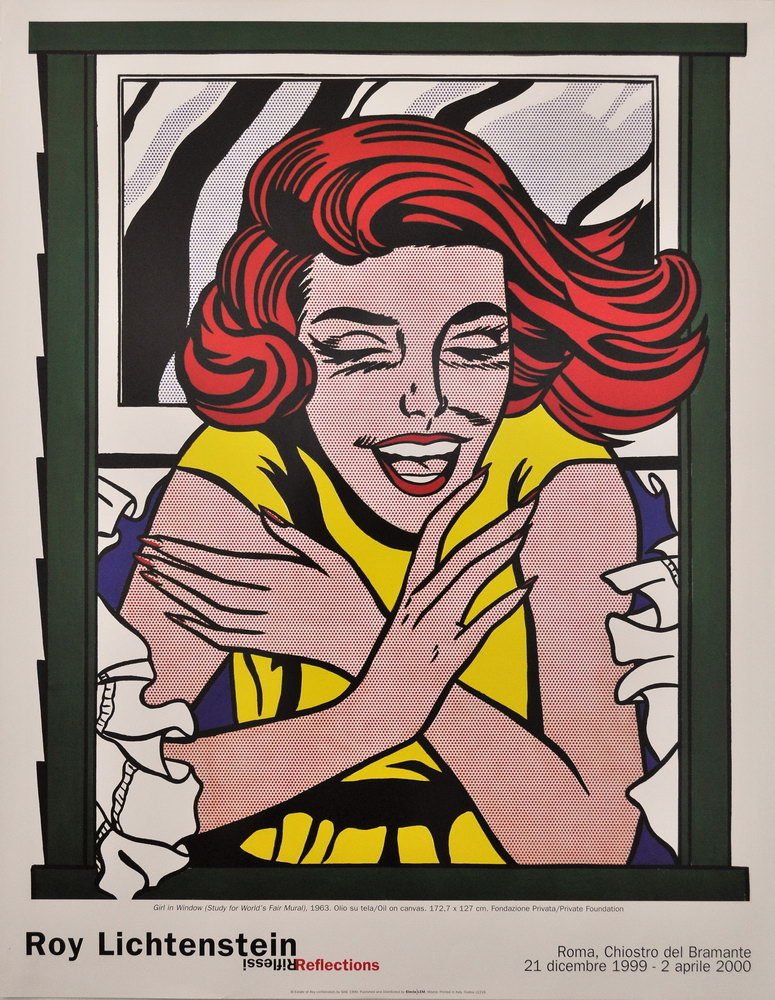 Roy Lichtenstein (after) - "Reflections - Girl in window" - Printed for the exhibition Chiostro del Bramante held in Rome - #1.0