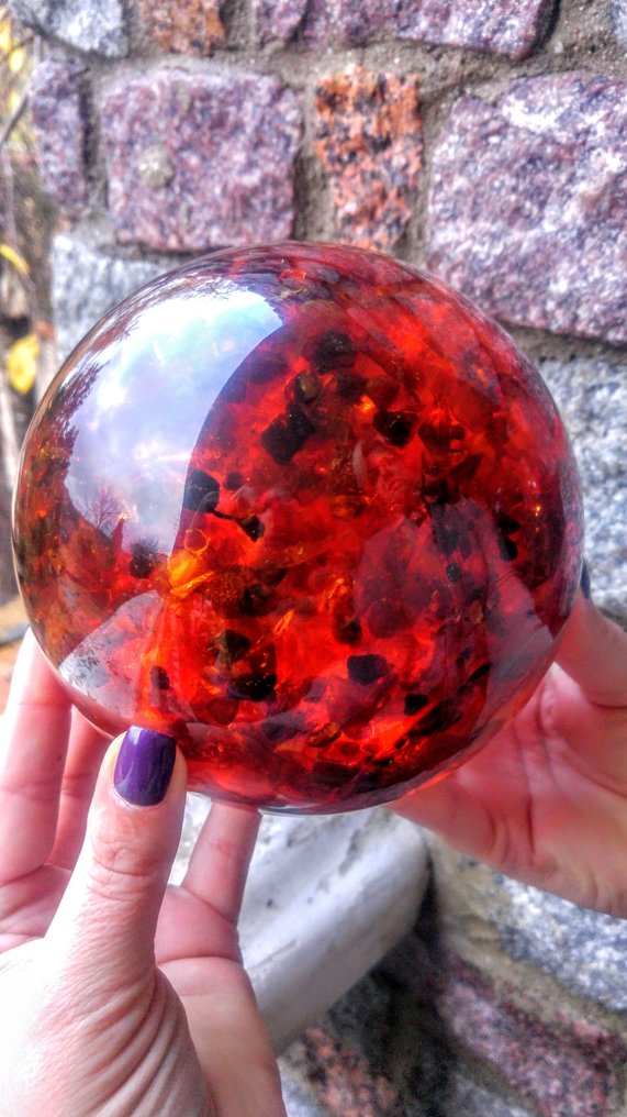 Baltic Amber - Massive sphere - Amber - Highly Diamond polished - 14 cm - 14 cm #2.1