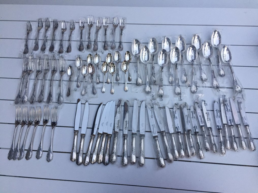 Christofle - Pöytäastiasto (72) - Marly - Hopeanvärinen metalli #1.0