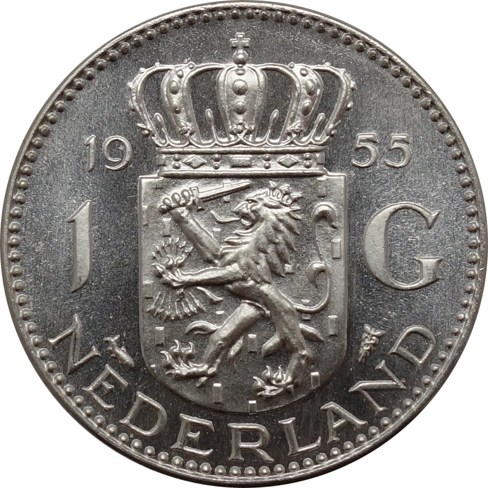 Netherlands. 1 Gulden 1955 Prooflike  (No Reserve Price) #1.0