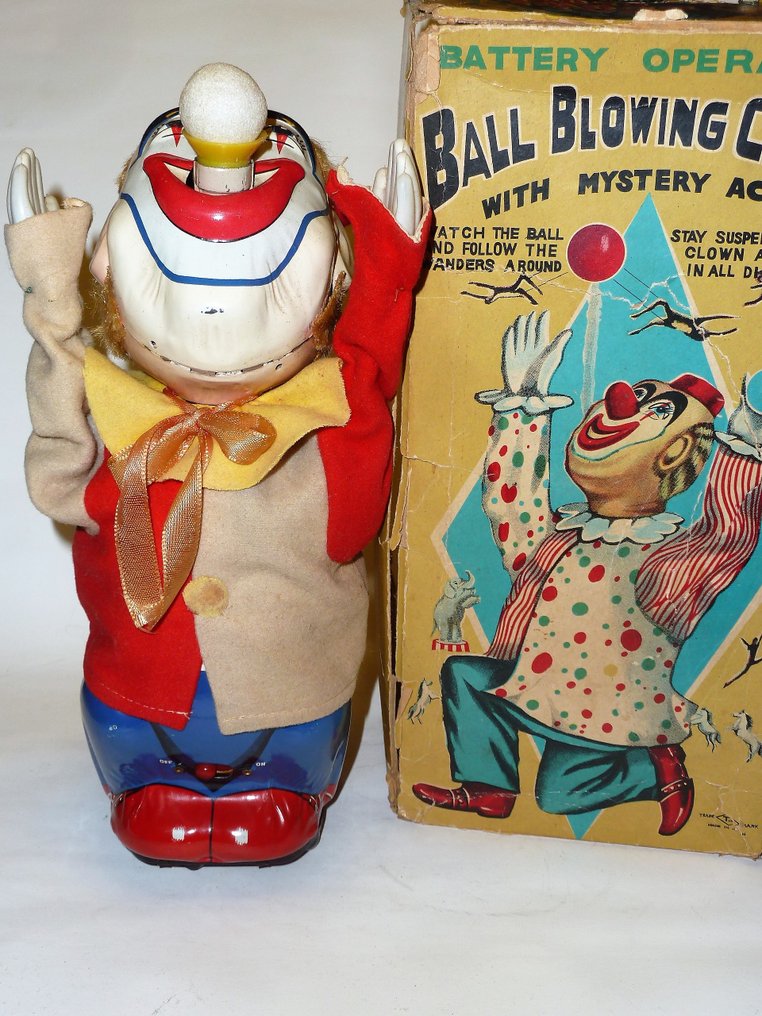 Toy Nomura - Τσίγκινο παιχνίδι - Ball Blowing Clown With Mystery Action, Boxed - 1950-1960 - Ιαπωνία #1.0