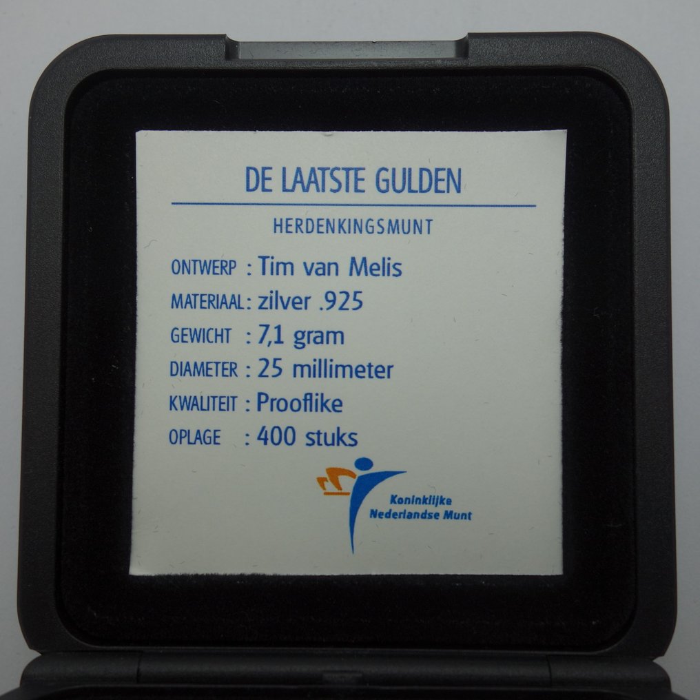 Holanda. Beatrix (1980-2013). Gulden 2001 Prooflike - "De Laatste Gulden / Zilveren Loeki" in cassette, Oplage 360 ex. #2.1