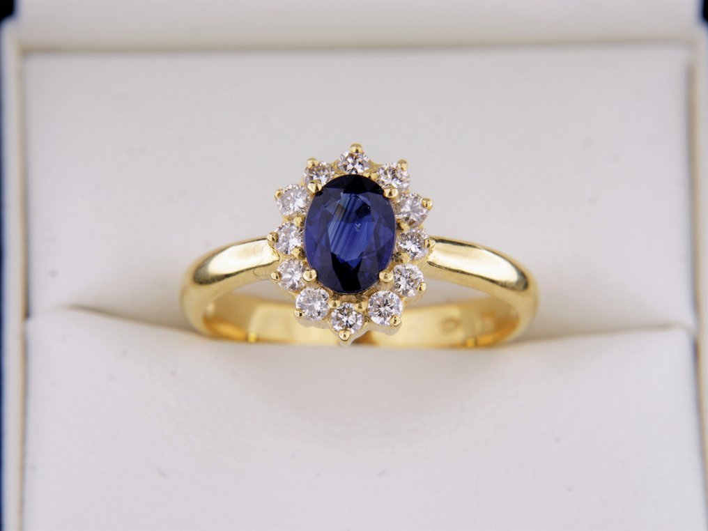 Δαχτυλίδι - 18 καράτια Κίτρινο χρυσό -  3.65ct. tw. Ζαφείρι - Διαμάντι #2.1