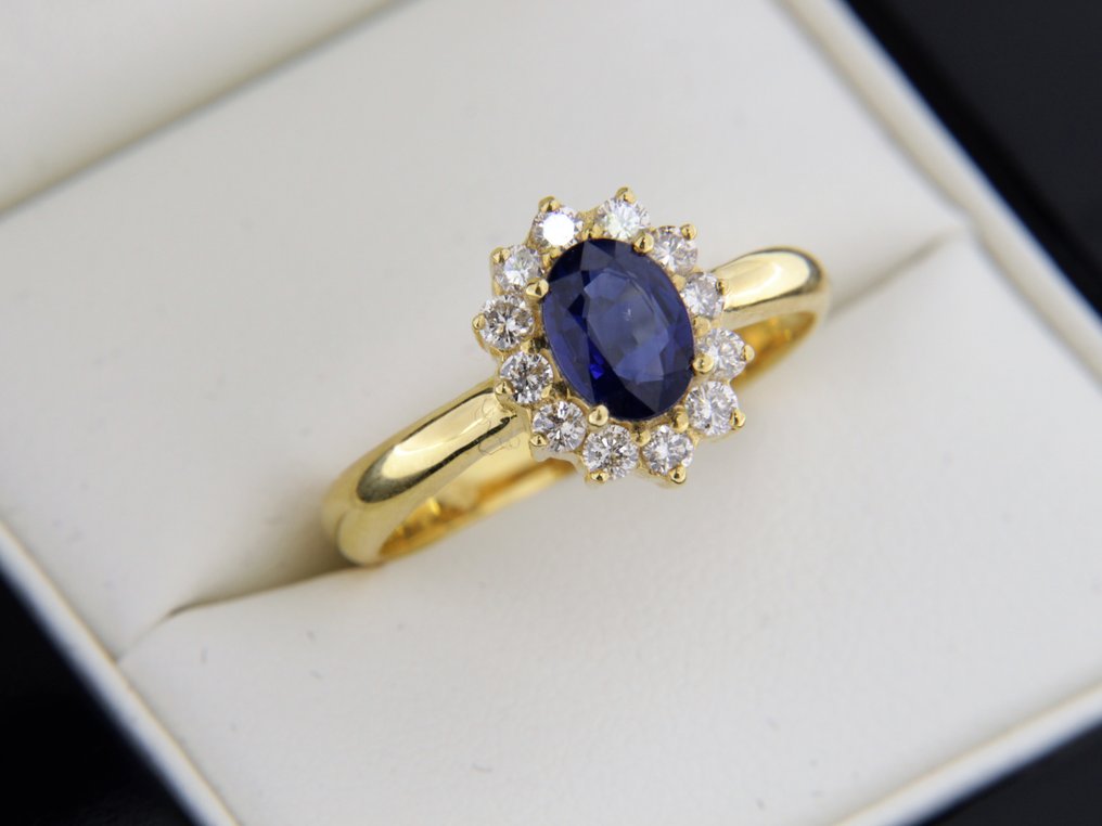 Δαχτυλίδι - 18 καράτια Κίτρινο χρυσό -  3.65ct. tw. Ζαφείρι - Διαμάντι #1.0