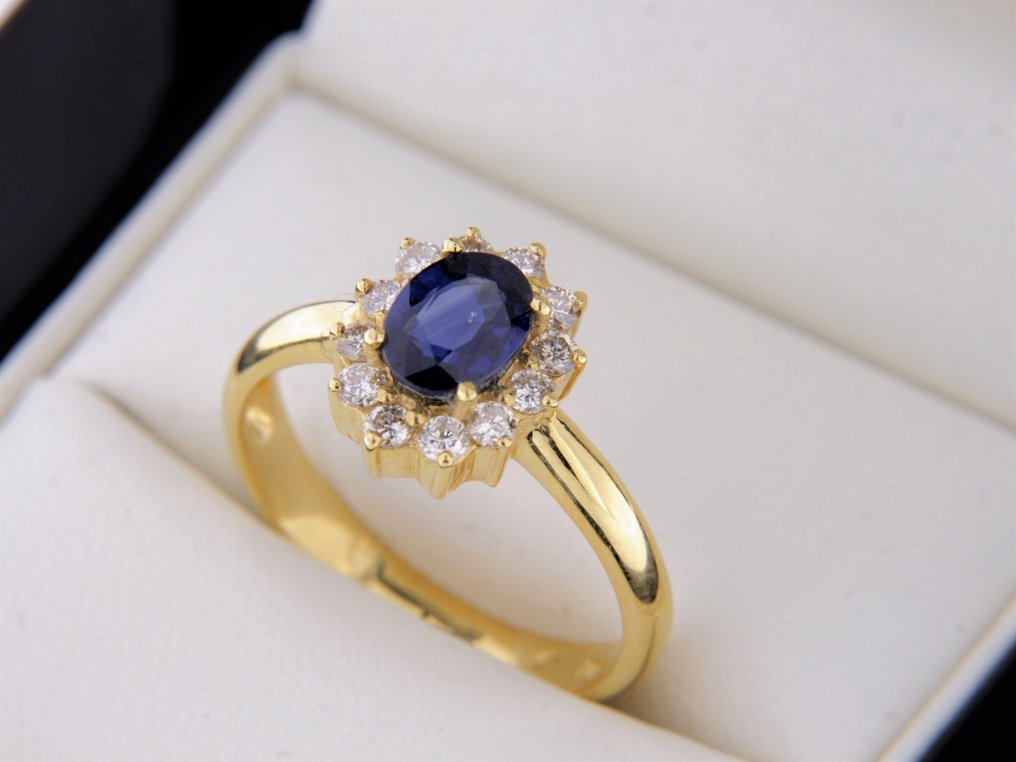 Δαχτυλίδι - 18 καράτια Κίτρινο χρυσό -  3.65ct. tw. Ζαφείρι - Διαμάντι #3.2