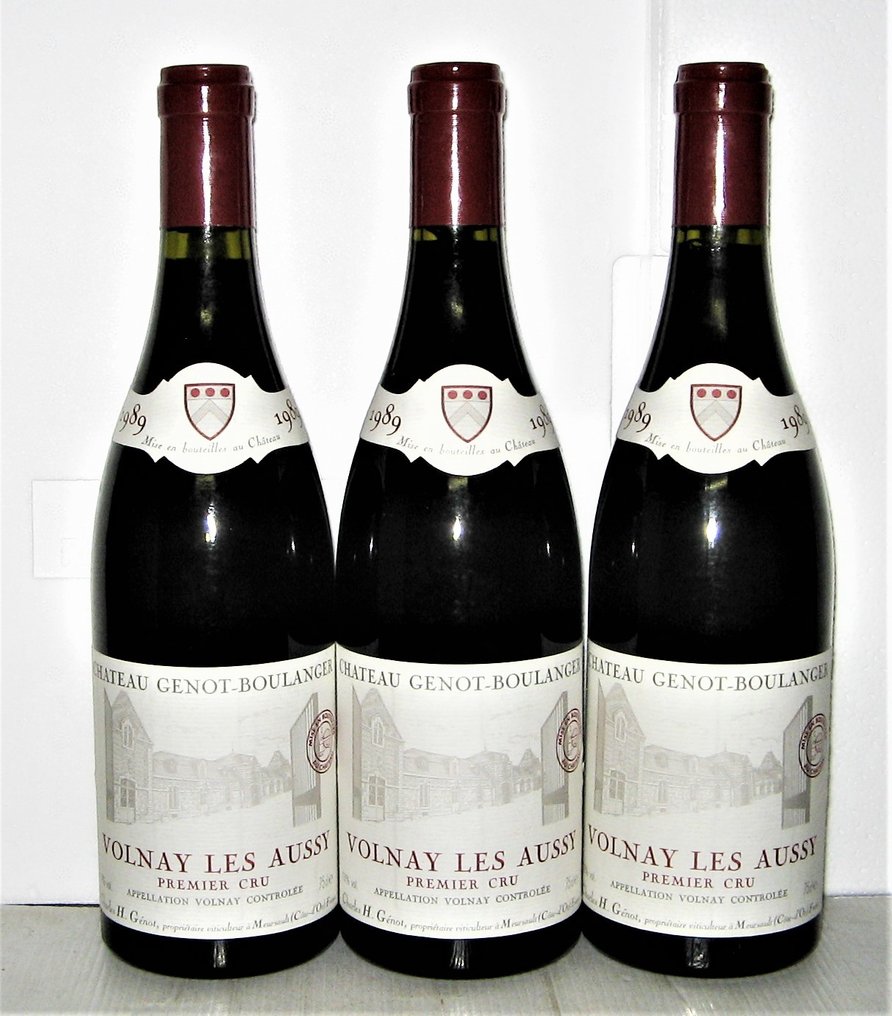 1989 Domaine du Château Génot-Boulanger "Les Aussy" - Volnay 1er Cru - 3 Flasker (0,75 L) #1.1