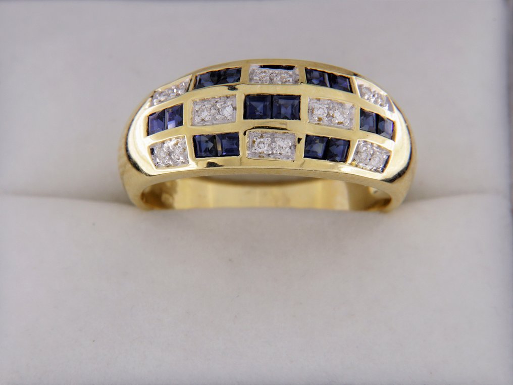Bague - 18 carats Or jaune -  1.15ct. tw. Saphir - Diamant #2.1