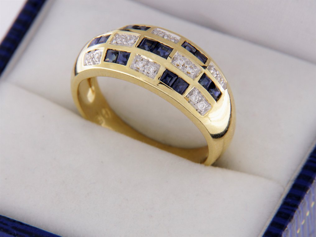 Bague - 18 carats Or jaune -  1.15ct. tw. Saphir - Diamant #4.3