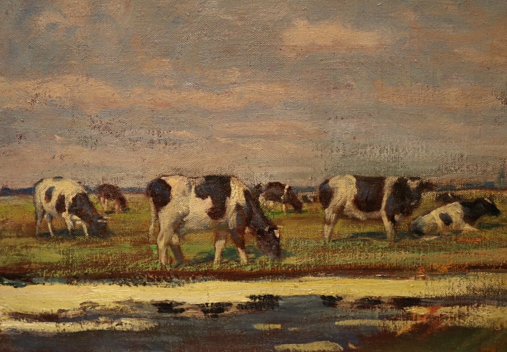 Carl Langhammer (1868-1943) - Landschap met koeien en berkenbomen #3.2