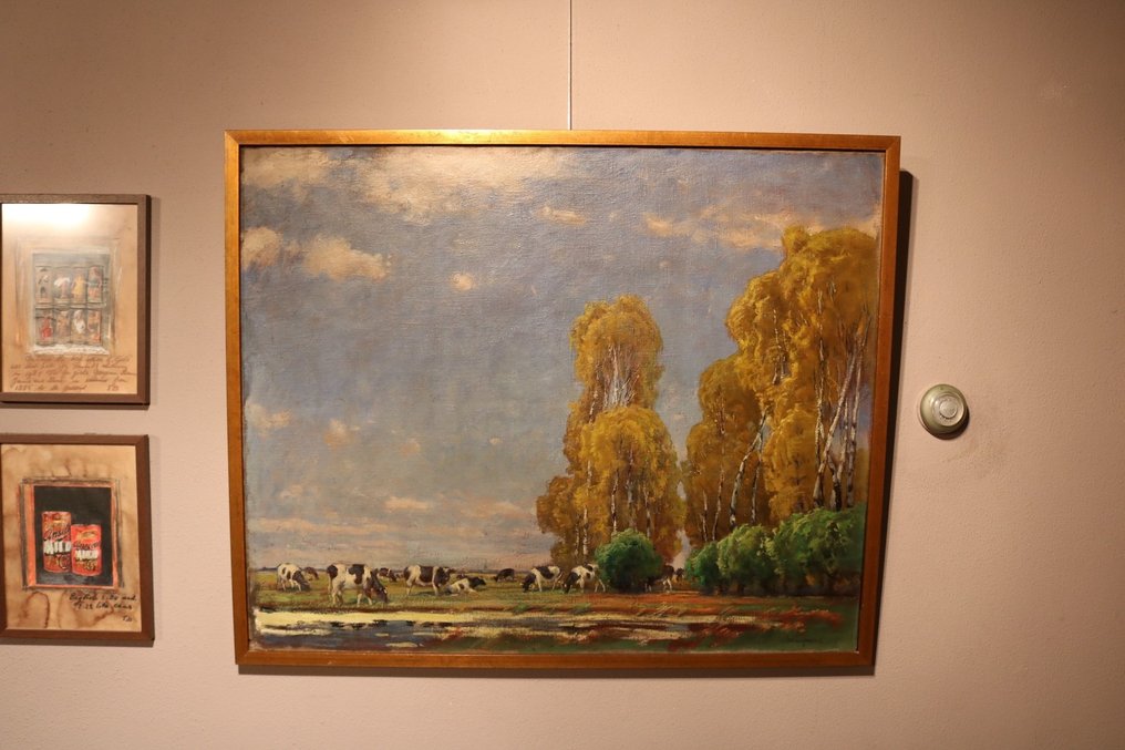 Carl Langhammer (1868-1943) - Landschap met koeien en berkenbomen #2.1