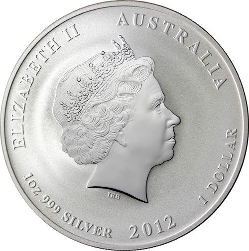 Αυστραλία. 1 Dollar 2012 Year of the Dragon -  Red Coloured, 1 Oz (.999) mit CoA und. BOX  (χωρίς τιμή ασφαλείας) #1.0