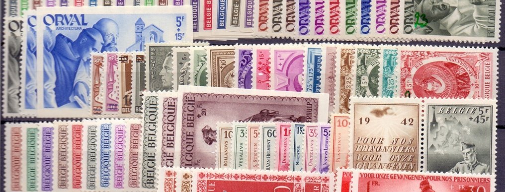 Belgia 1940/1947 - 8 hele utgaver uten blokkene - OBP / COB tussen OBP 527 en 760 #3.2