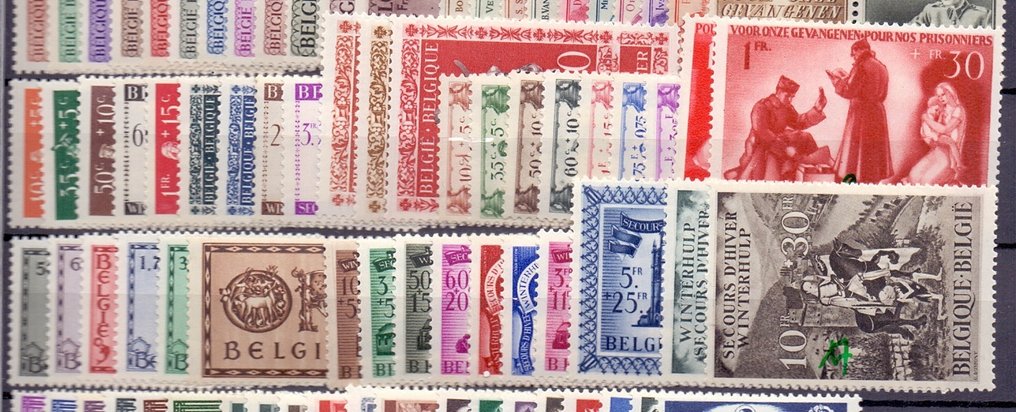 Belgia 1940/1947 - 8 hele utgaver uten blokkene - OBP / COB tussen OBP 527 en 760 #4.3