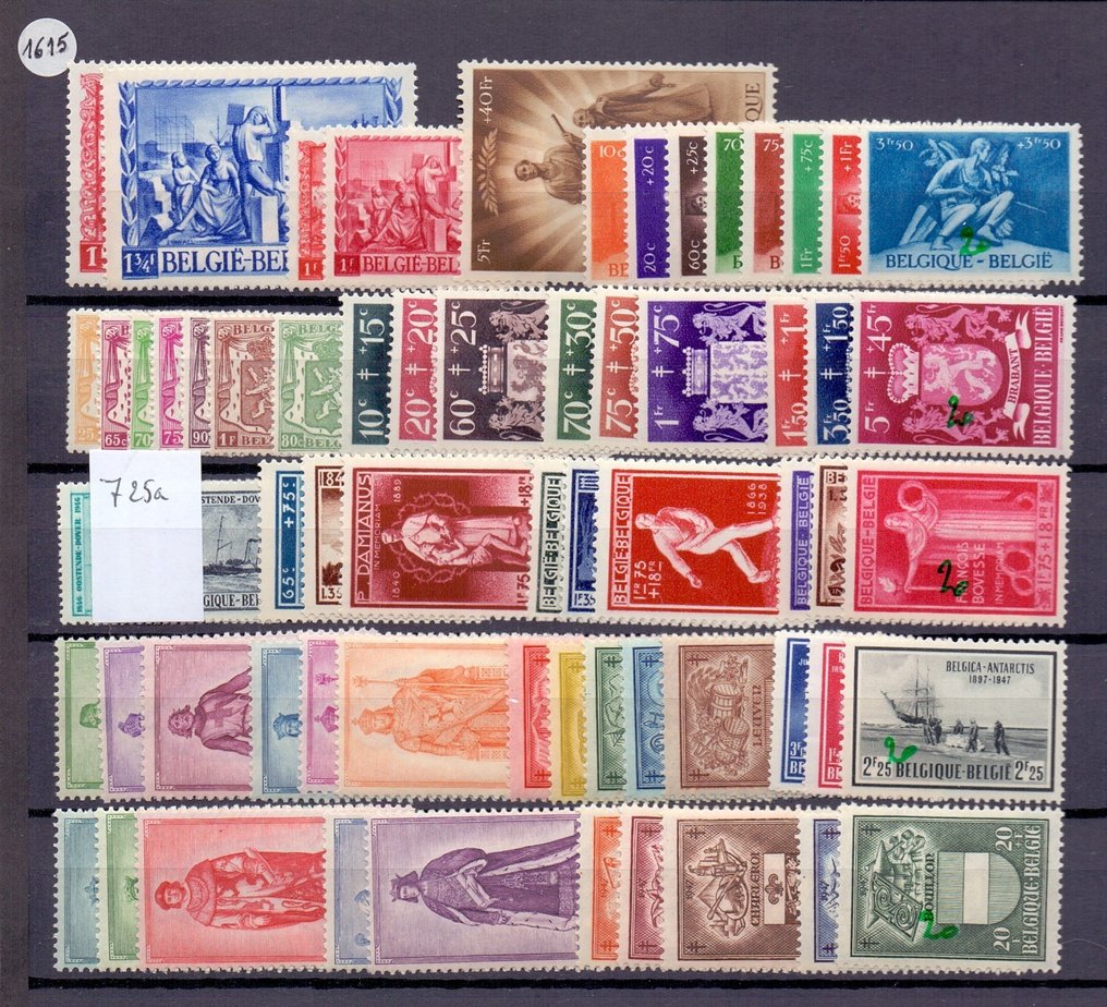 Belgia 1940/1947 - 8 hele utgaver uten blokkene - OBP / COB tussen OBP 527 en 760 #1.0