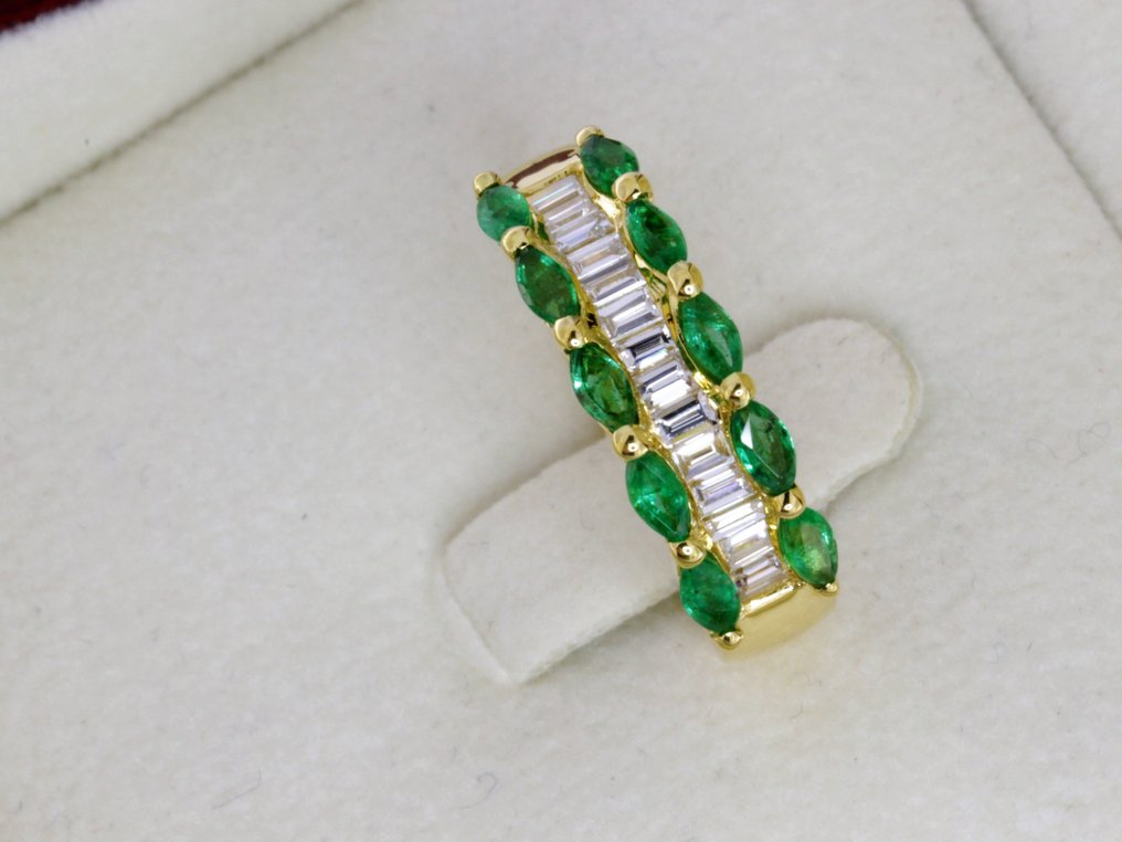 戒指 - 18 克拉 黃金 - 1.70ct. tw. 祖母綠 - 鉆石 #3.2