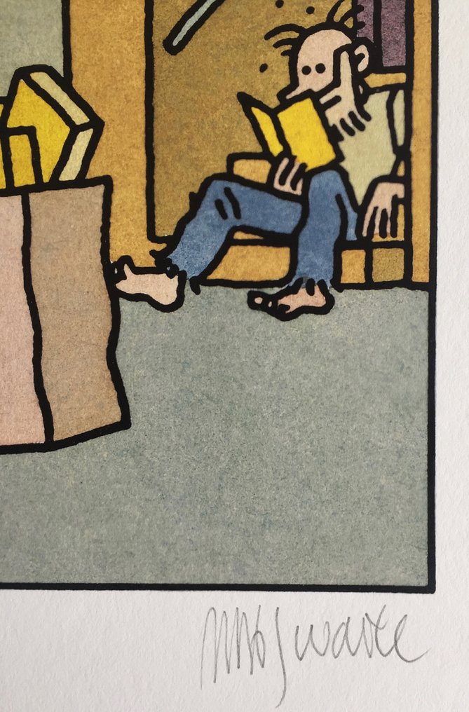 Joost Swarte - 1 Giclée - Joost Swarte strips - Lezen werkt zeer verslavend - 2005 #4.3