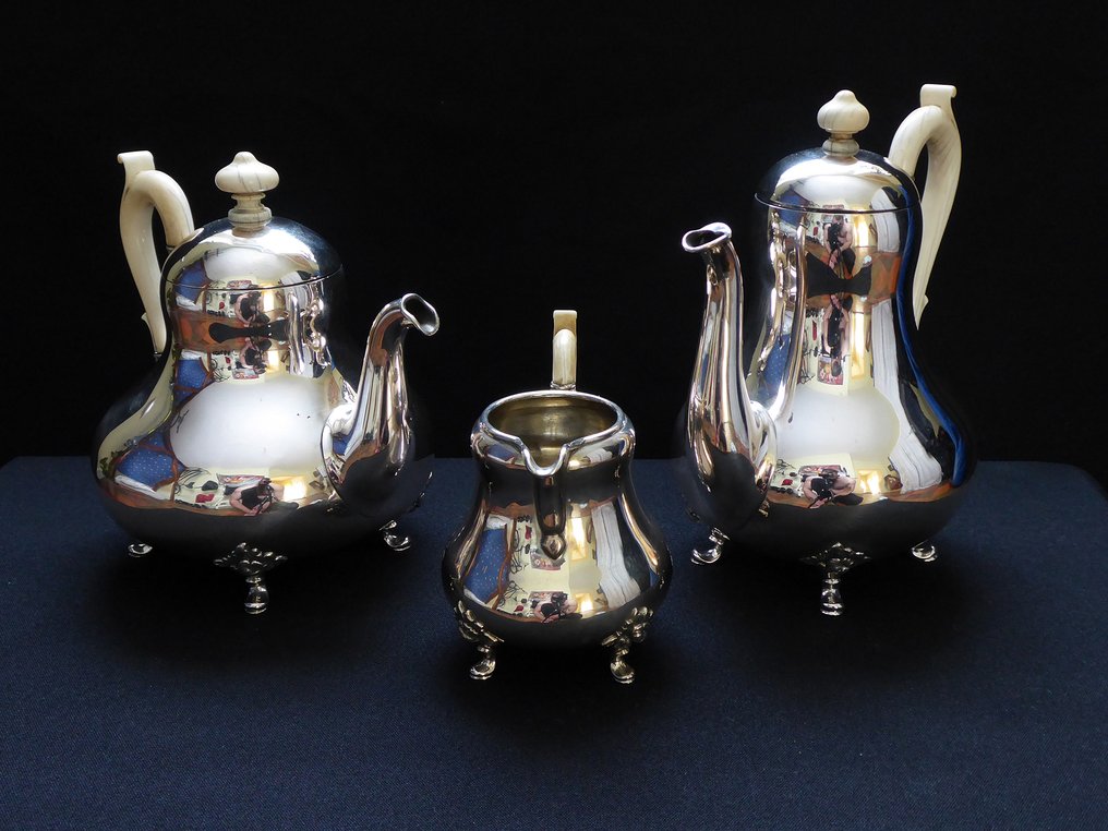 12 Löth Silber HOSSAUER BERLIN Scheffler Berlin - J.W.D. Friedrich/ L.Th. Wendelboe - Servizio da tè - Servizio da tè unico in argento 12 Löth #2.1