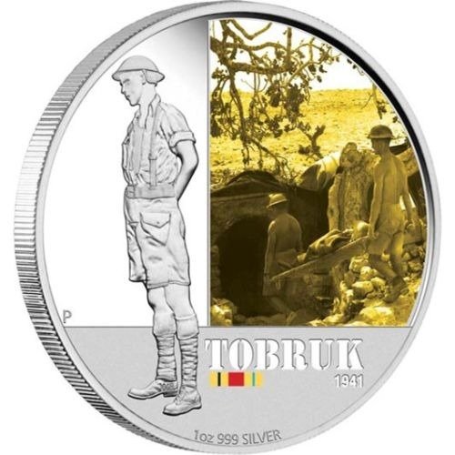 Τουβαλού. 1 Dollar 2011 - Famous Battles -  Australian History - Tobruk- 1 Oz with COA and BOX  (χωρίς τιμή ασφαλείας) #1.0