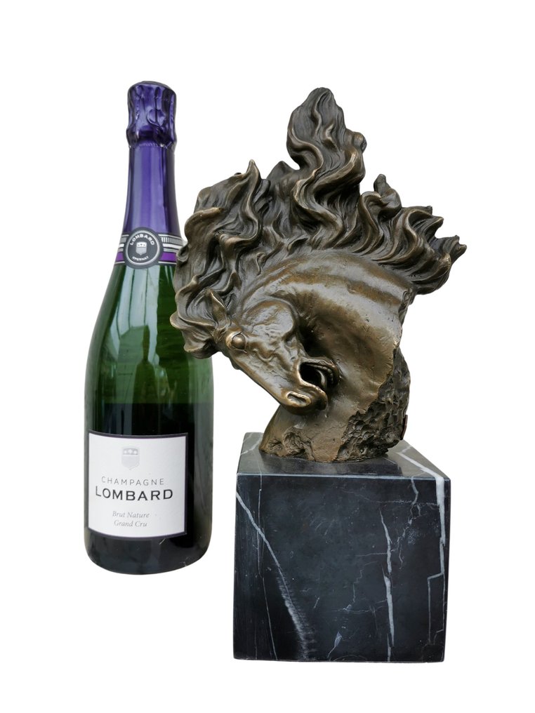 Γλυπτό, Horse head - 30 cm - Μπρούντζος, Μάρμαρο #2.1