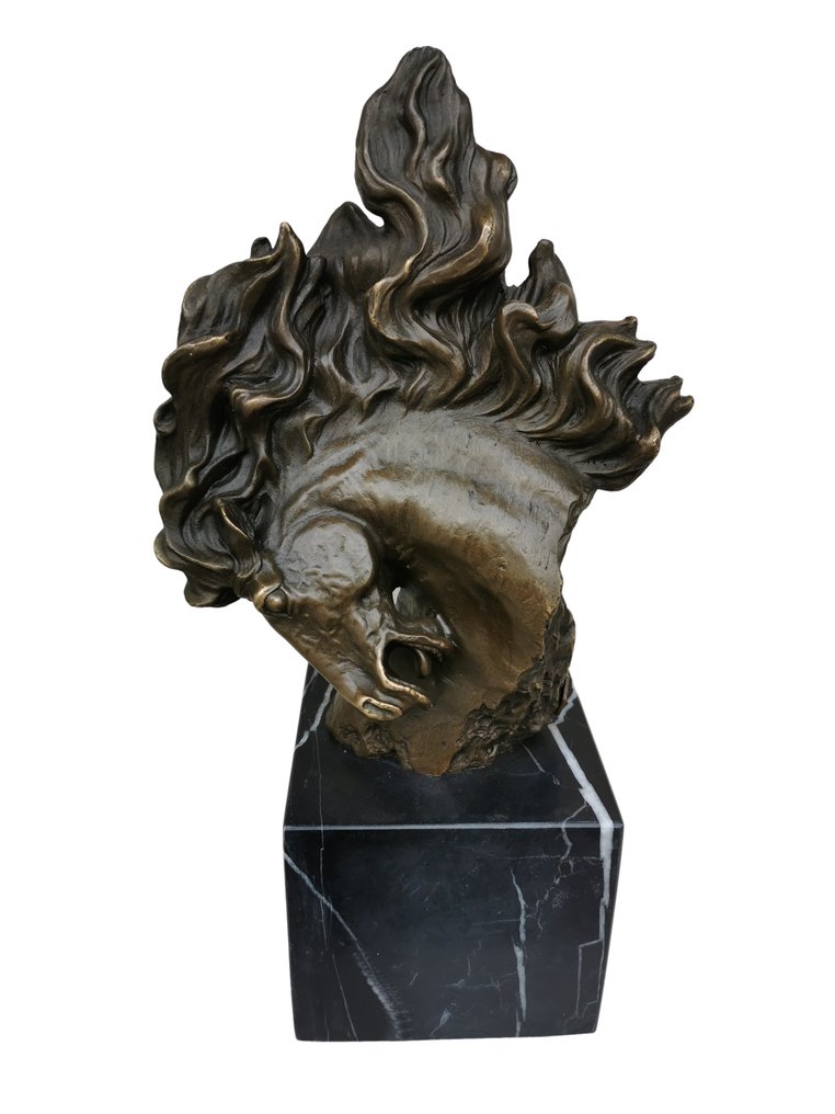 Γλυπτό, Horse head - 30 cm - Μπρούντζος, Μάρμαρο #4.3