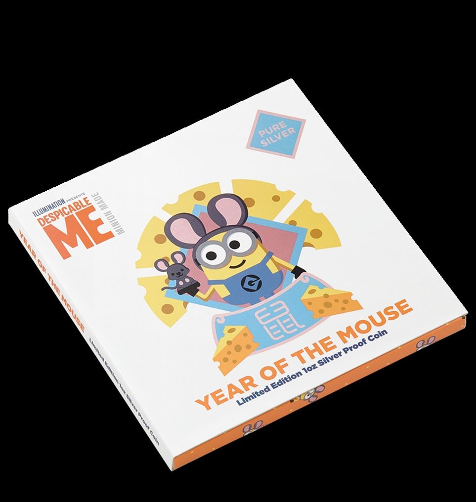 Niue. 2 Dollars 2020 - Minions Jahr der Maus | Mouse Lunar 2020 mit COA und Blister -- 1 Oz  (No reserve price) #3.2