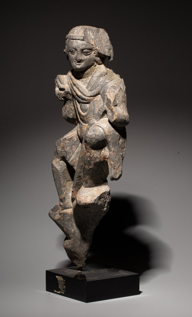 Gandhara Schiefer Figur von Buddha. 1. – 3. Jahrhundert n. Chr. Höhe 23 cm. Spanische Exportlizenz. #3.1