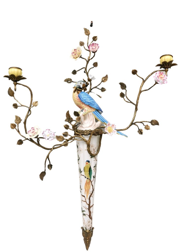 烛台 (2) - 瓷, 黄铜色 - 墙模型 #4.3