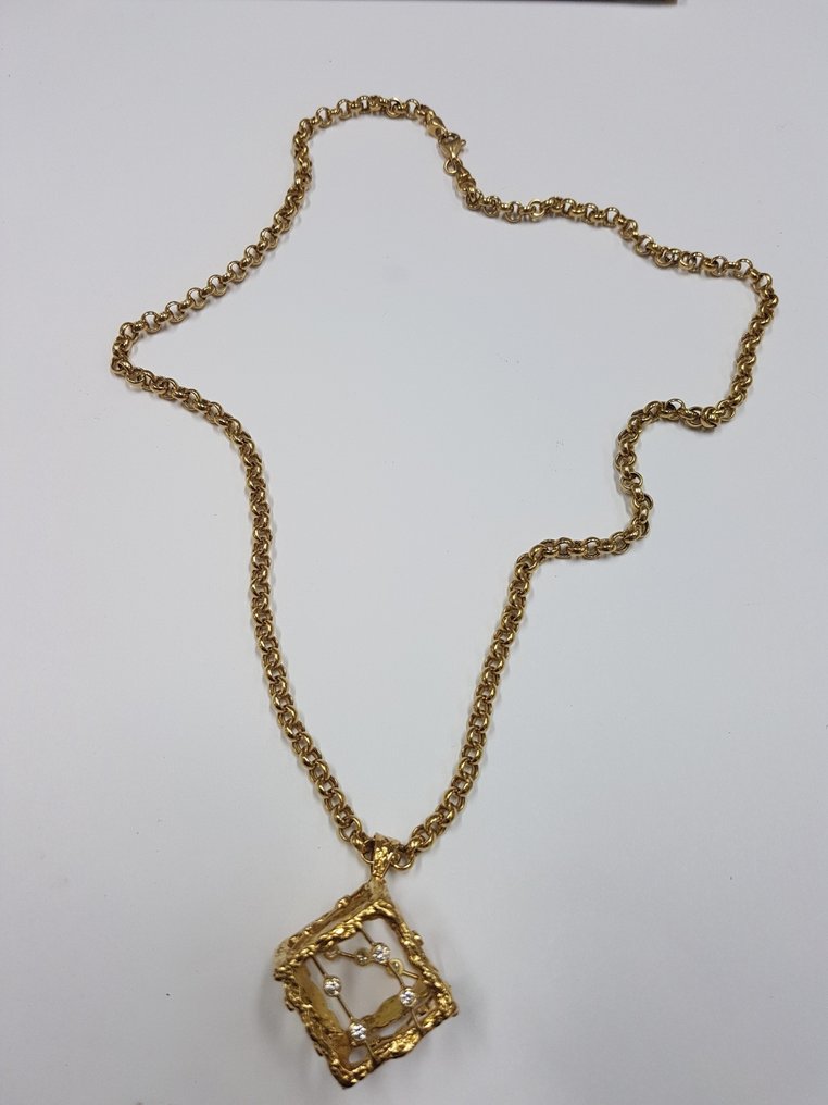 项链 - 18K包金 黄金 钻石 (天然)  #1.0