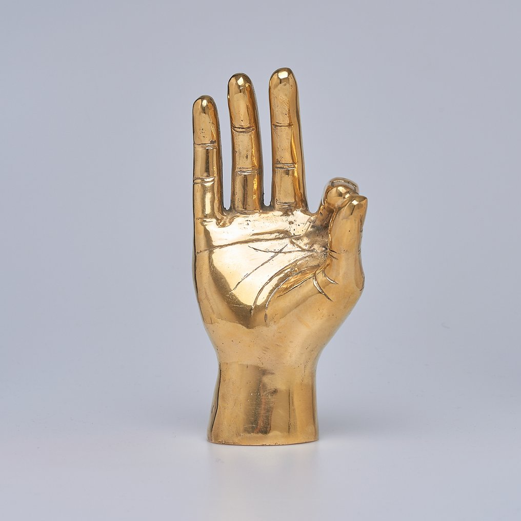 Skulptur, NO RESERVE PRICE - OK / Pico Bello Hand Signal Sculpture in polished Brass - 22 cm - Messing #2.1