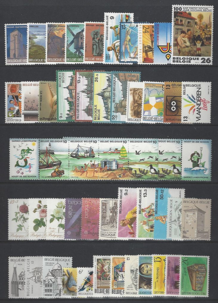 Belgium 1985/1994 - 10 complete years with blocks and seals from blocks (entirely for Davo Album Part IV). #2.1