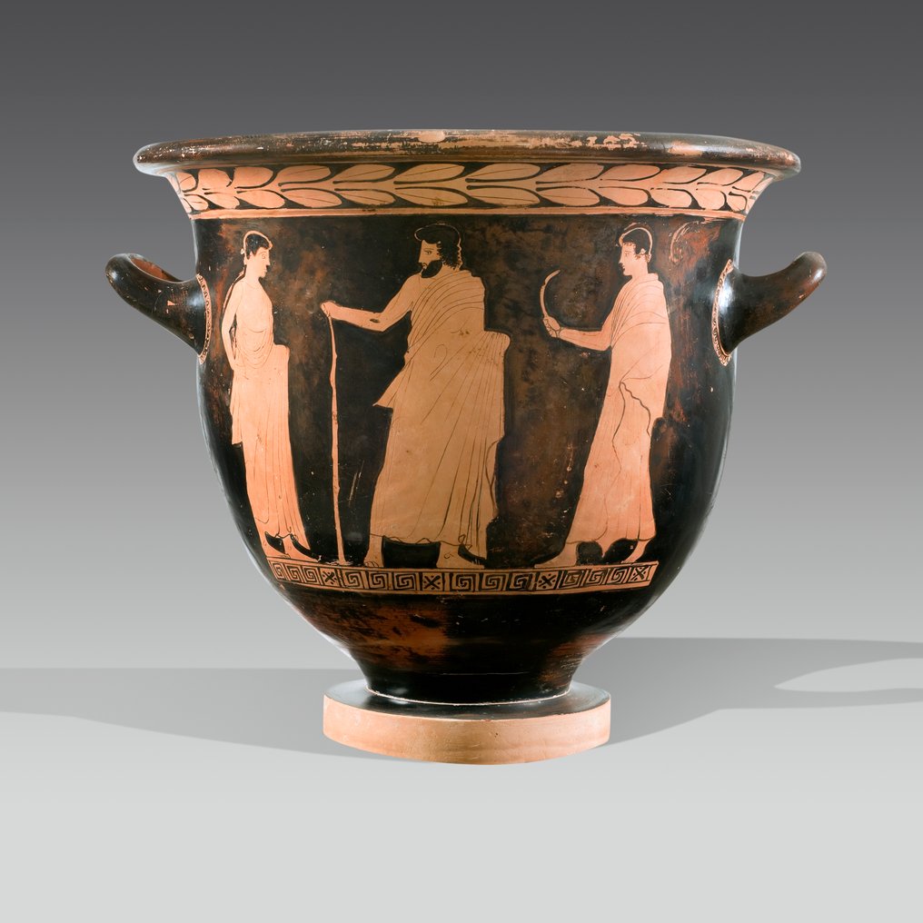 古希腊，阿提卡 陶器 战士的贝尔克拉特。Persephone画家杰作。公元前约450年。高36厘米。TL测试。 #4.3