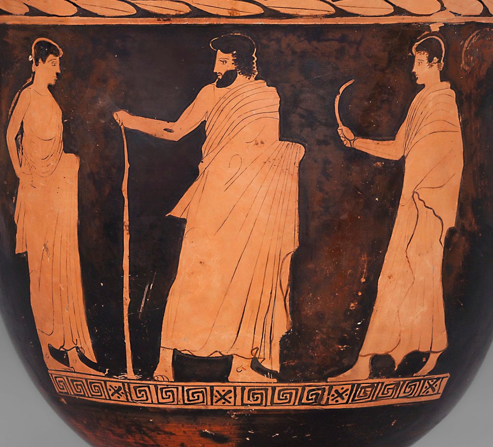 古希腊，阿提卡 陶器 战士的贝尔克拉特。Persephone画家杰作。公元前约450年。高36厘米。TL测试。 #2.1