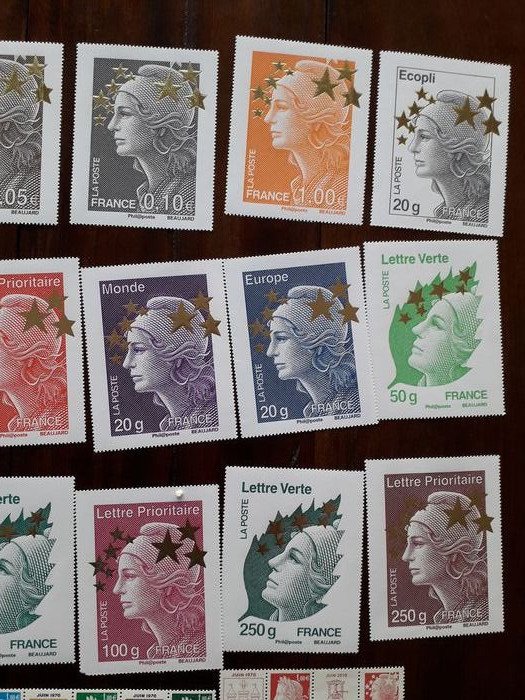 France 2010/2012 - Marianne Series from Boulazac Nos. 4459 to 4472 and Golden Star #2.1