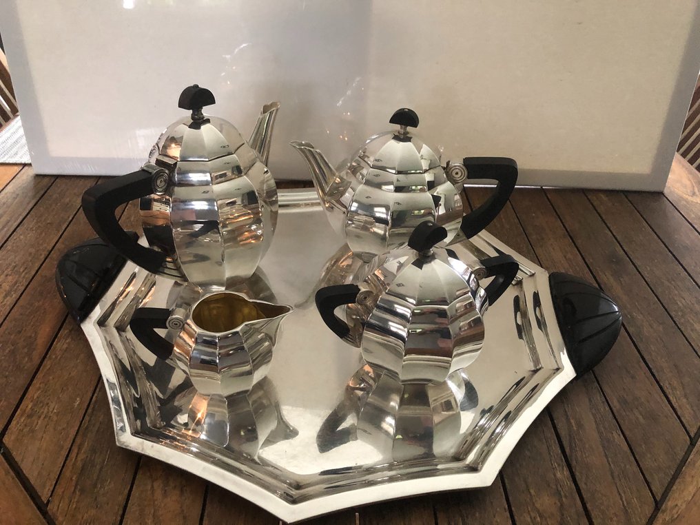 Gallia, Christofle - Maurice Dufrêne - Set da caffè (5) - Melon - Placcato argento #4.3