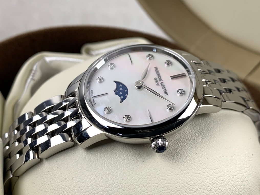 Frédérique Constant - Slimline Moonphase Mother of Pearl Dial Diamond - FC-206MPWD1S6B - Dame - 2020+  #3.2