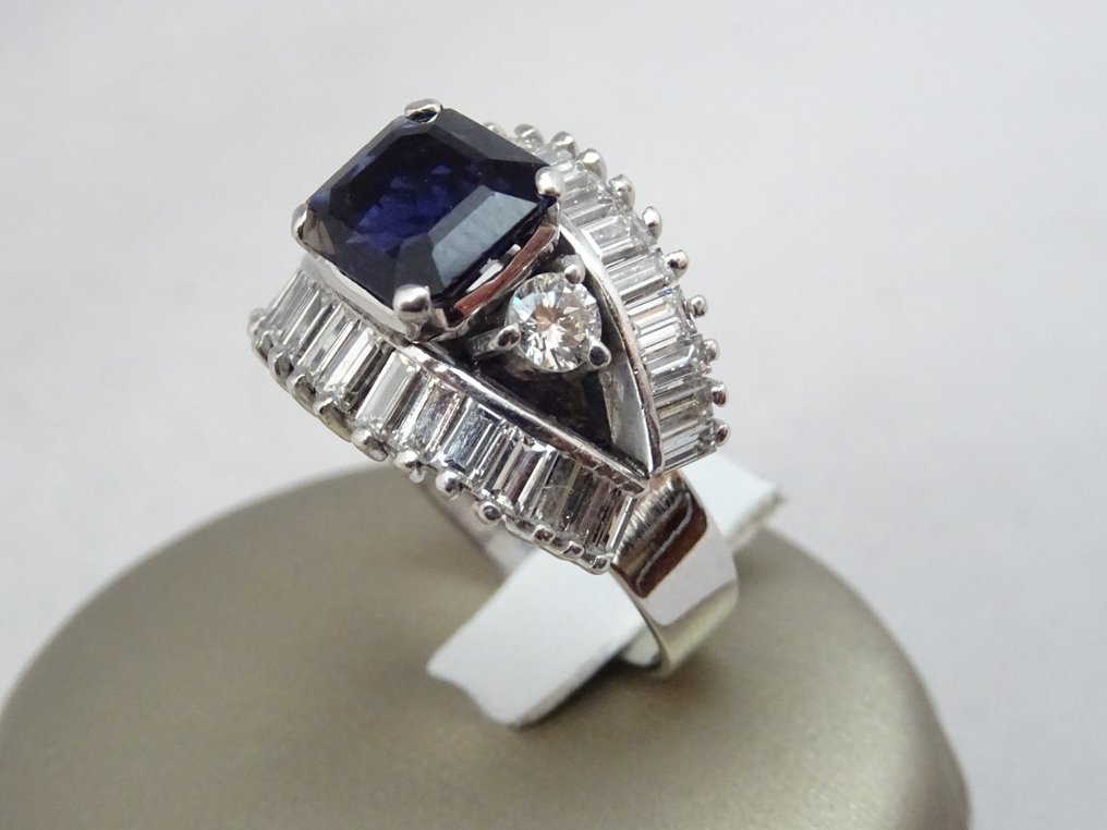 戒指 - 14K包金 白金 钻石 (天然)  #1.0