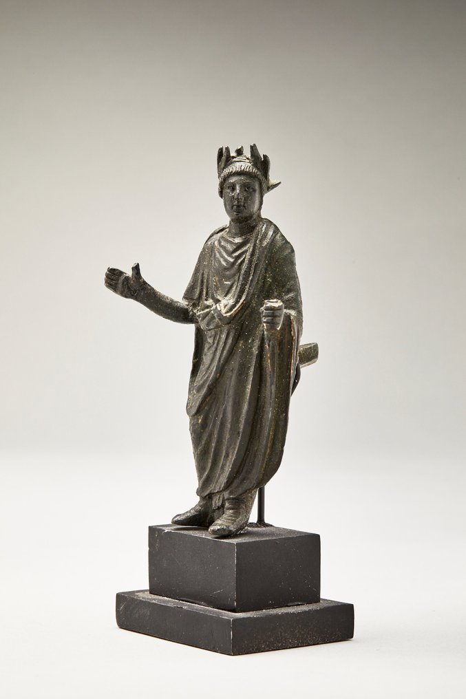 Romain antique Bronze Superbe statue de l'empereur Tibère. Licence d'exportation espagnole. - (1) #1.1